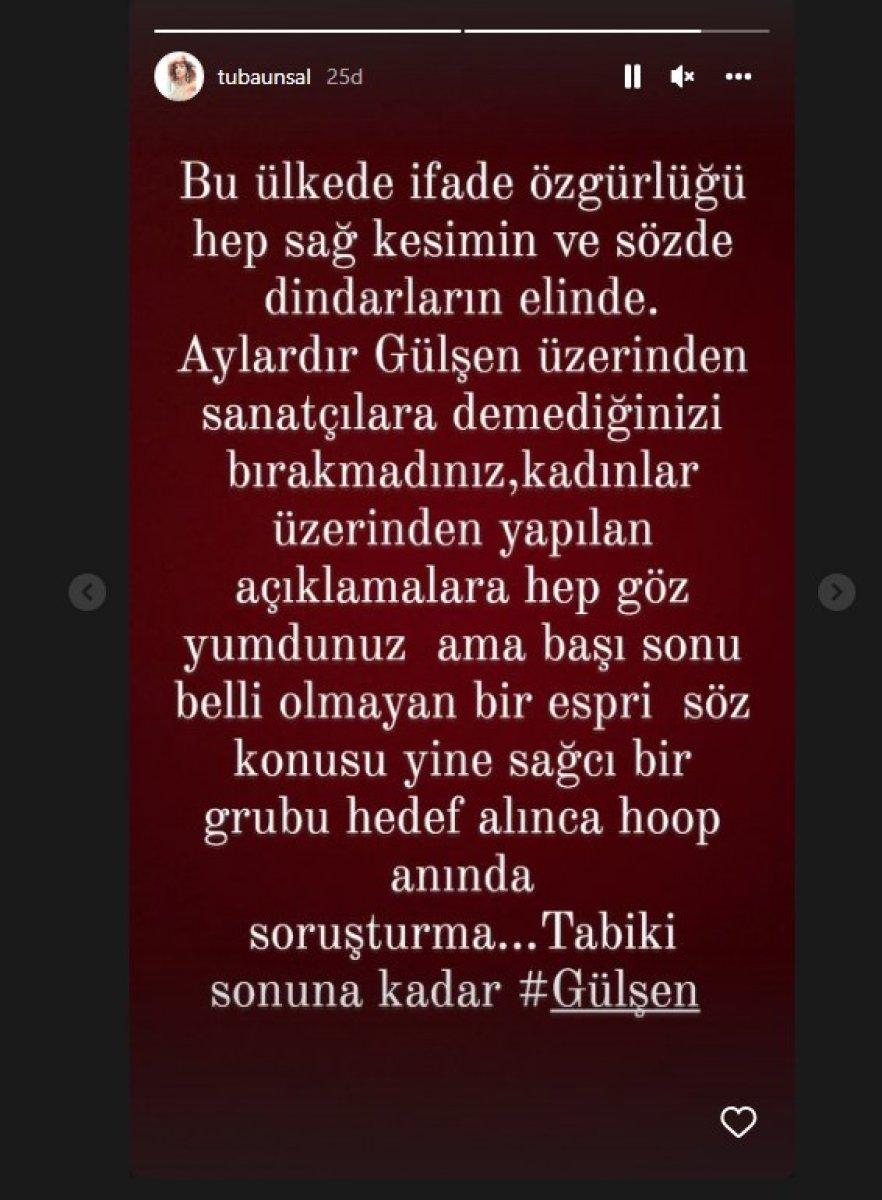 Tuba Ünsal’dan Gülşen’e destek