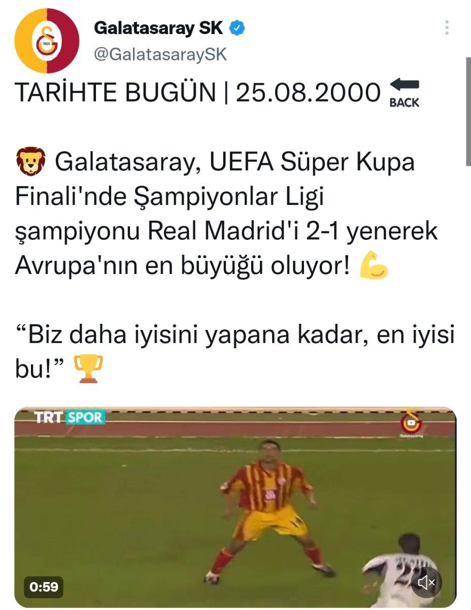 Galatasaray'dan UEFA Süper Kupa paylaşımı