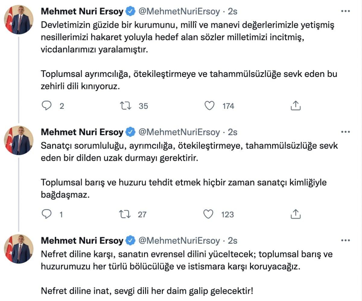 Mehmet Nuri Ersoy'dan şarkıcı Gülşen'in imam hatiplilere yönelik sözlerine tepki