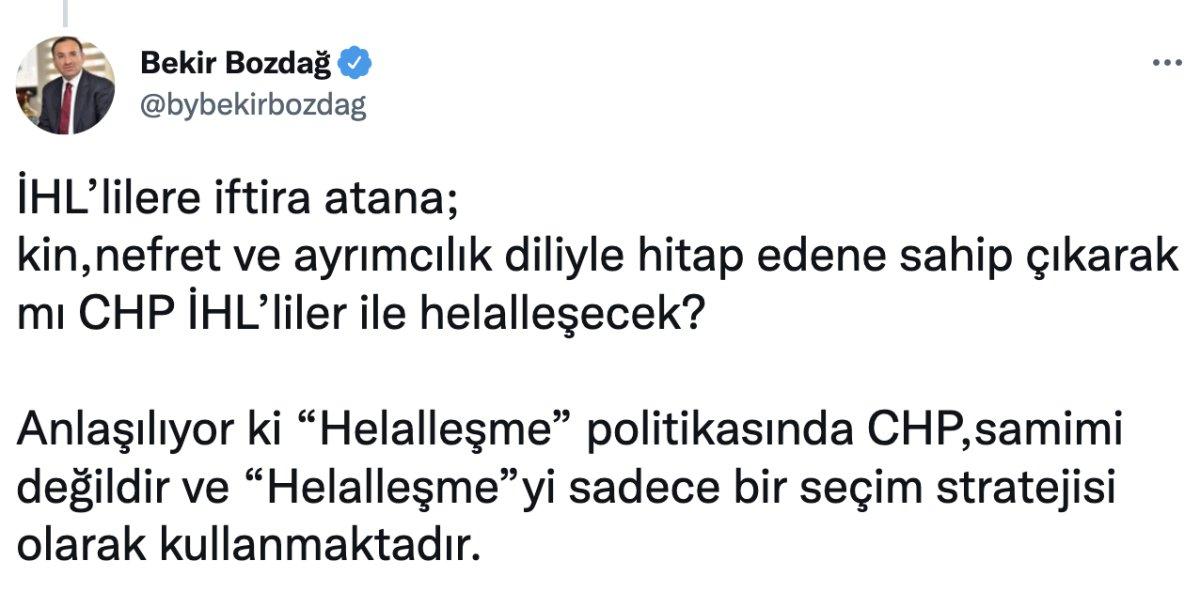 Bakan Bozdağ: CHP, İHL'liler ile böyle mi helalleşecek
