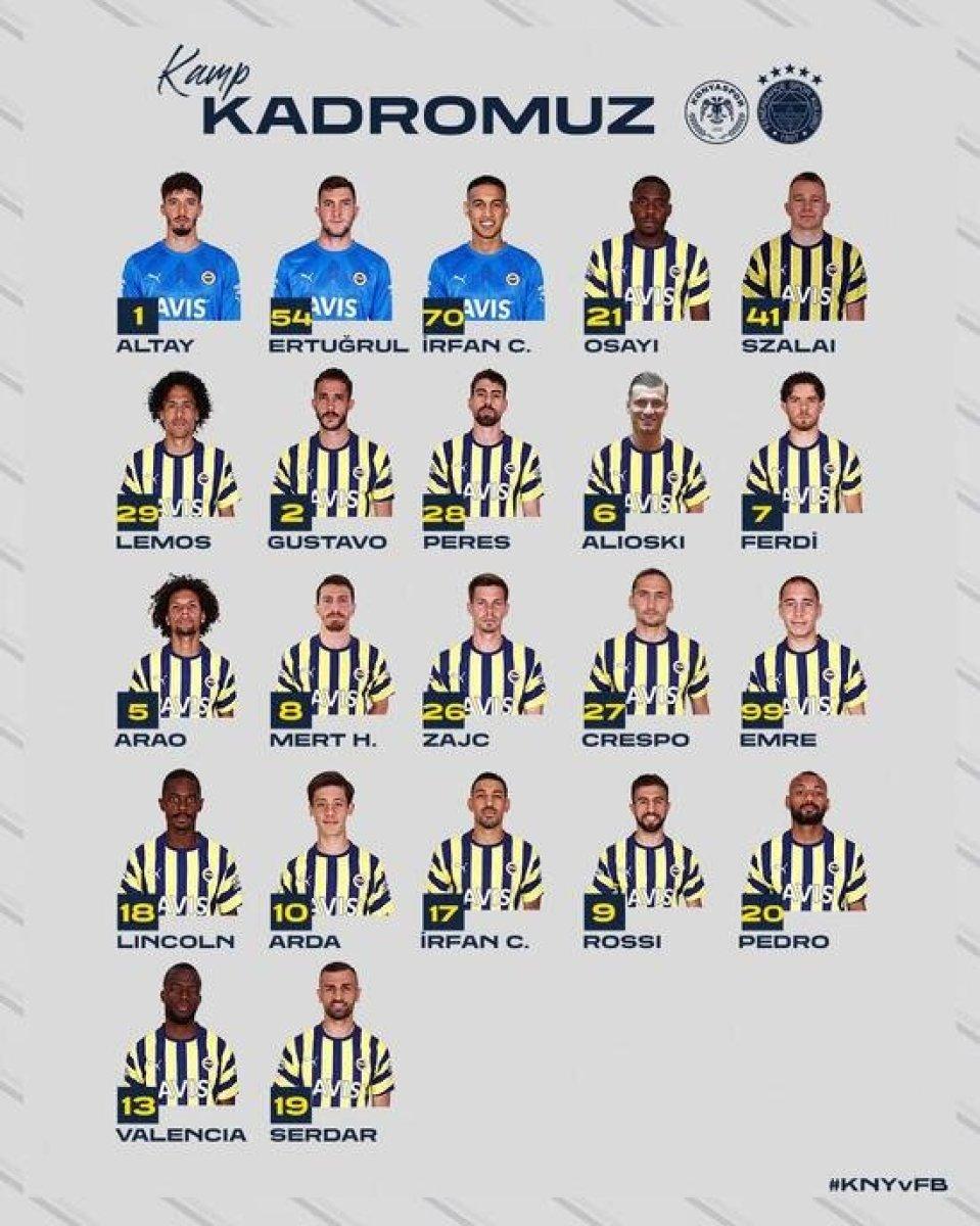 Fenerbahçe'nin Konyaspor maçı kamp kadrosu