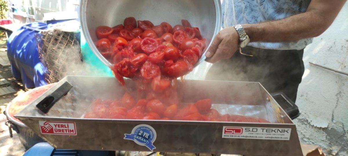 Bursa'da her gün ev ev gezip 5 ton domates çekiyor