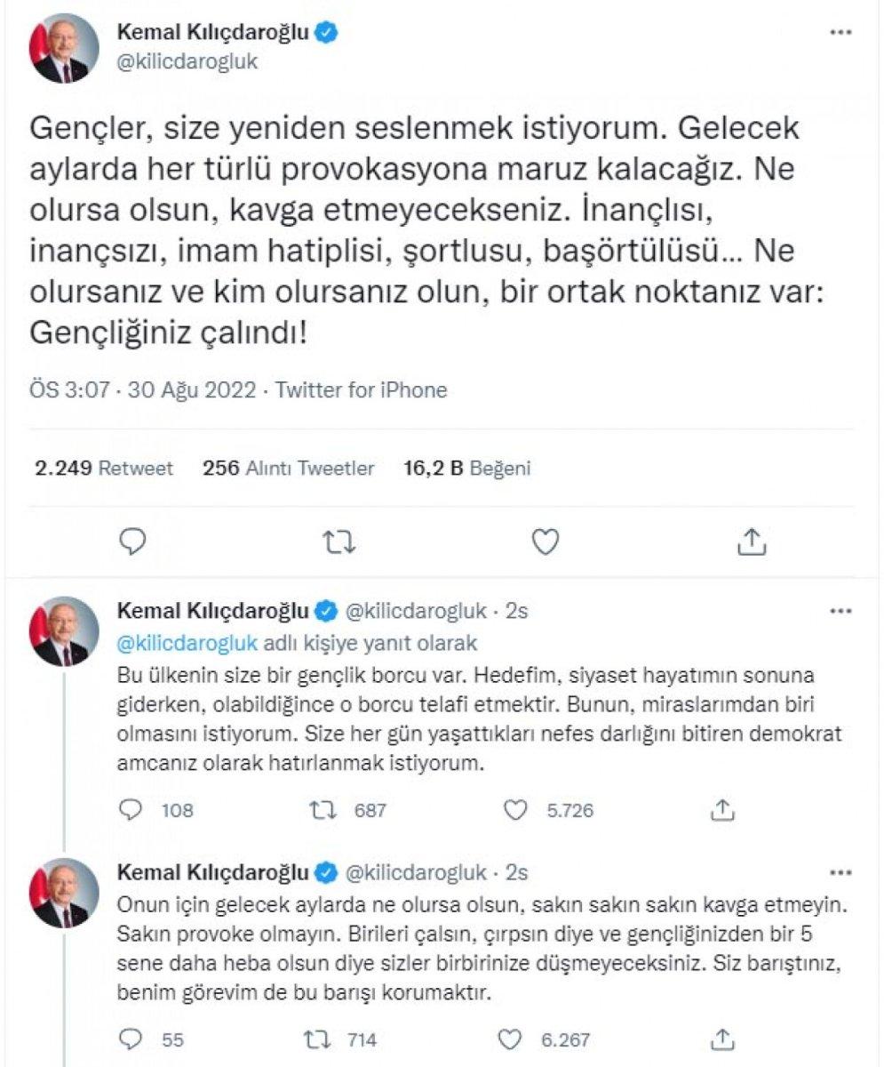Kemal Kılıçdaroğlu’ndan gençlere: Sakın provoke olmayın