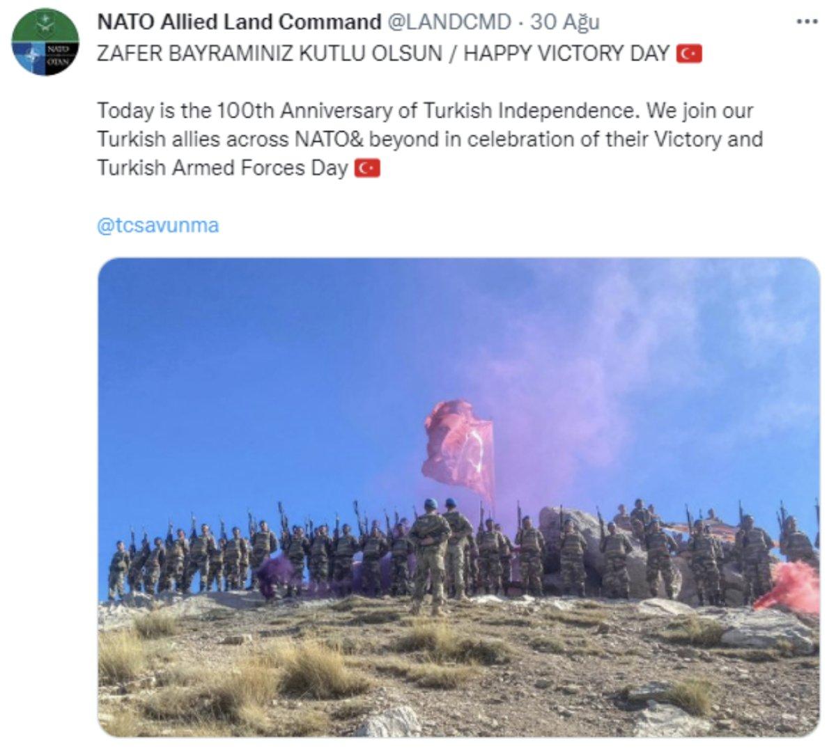 NATO 30 Ağustos kutlama mesajını sildi