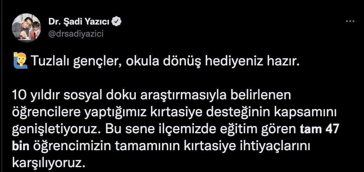Tuzla Belediyesi: 47 bin öğrencimizin kırtasiye ihtiyaçlarını karşılıyoruz