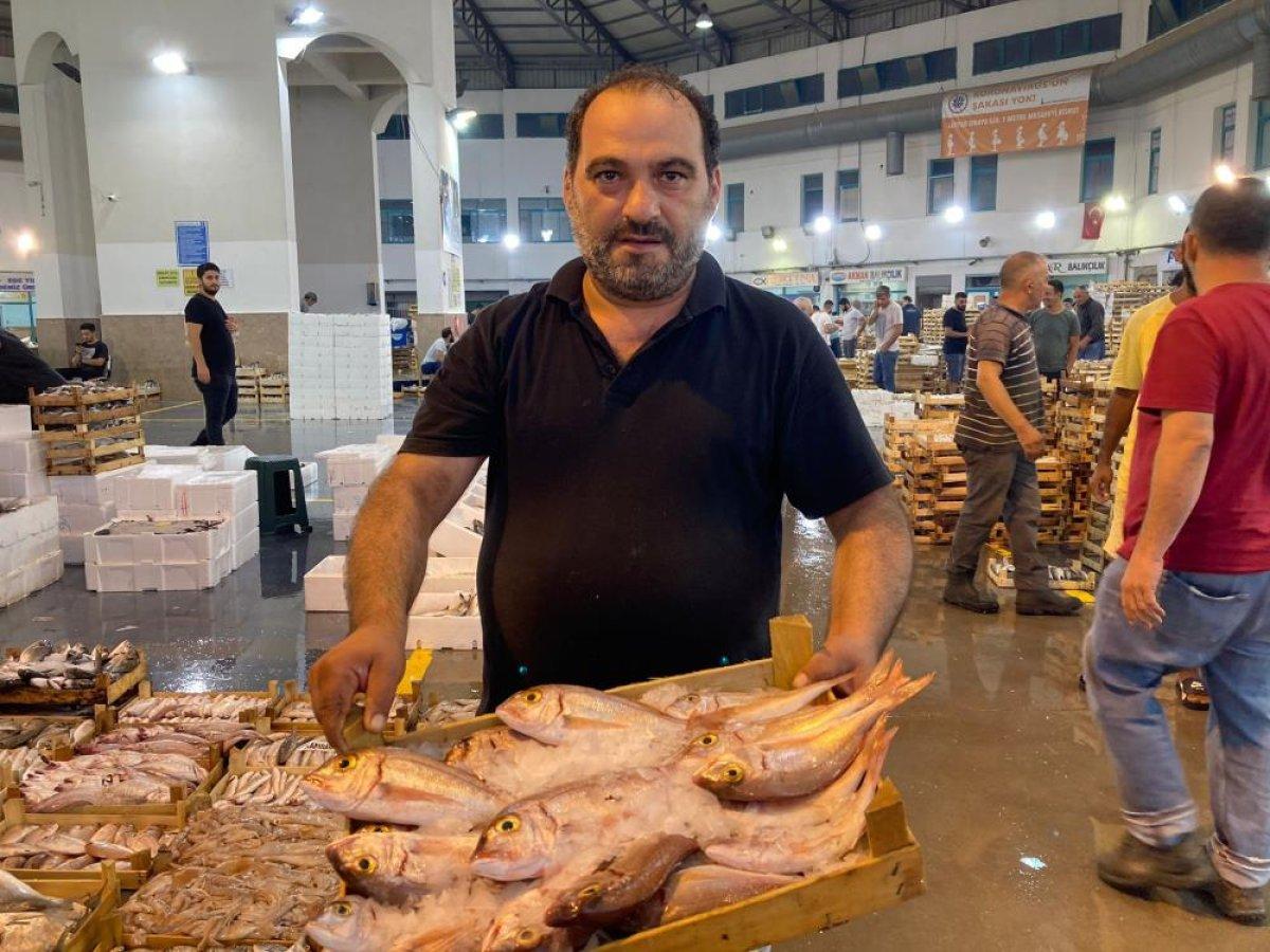 İzmir'de sabah saatlerinde avdan dönen balıkçıların tezgahları balıkla doldu