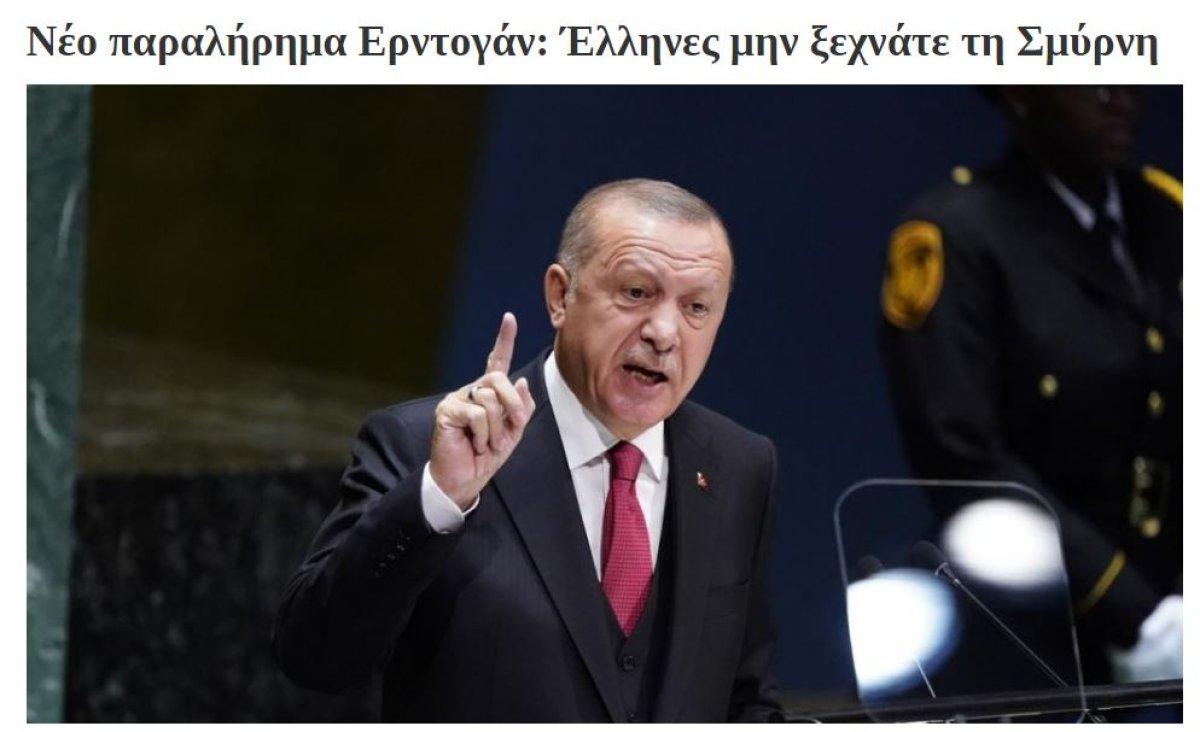 Cumhurbaşkanı Erdoğan'ın İzmir hatırlatması Yunan basınında