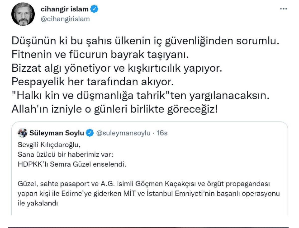 CHP'li Cihangir İslam'dan Süleyman Soylu'ya 'Semra Güzel' tepkisi