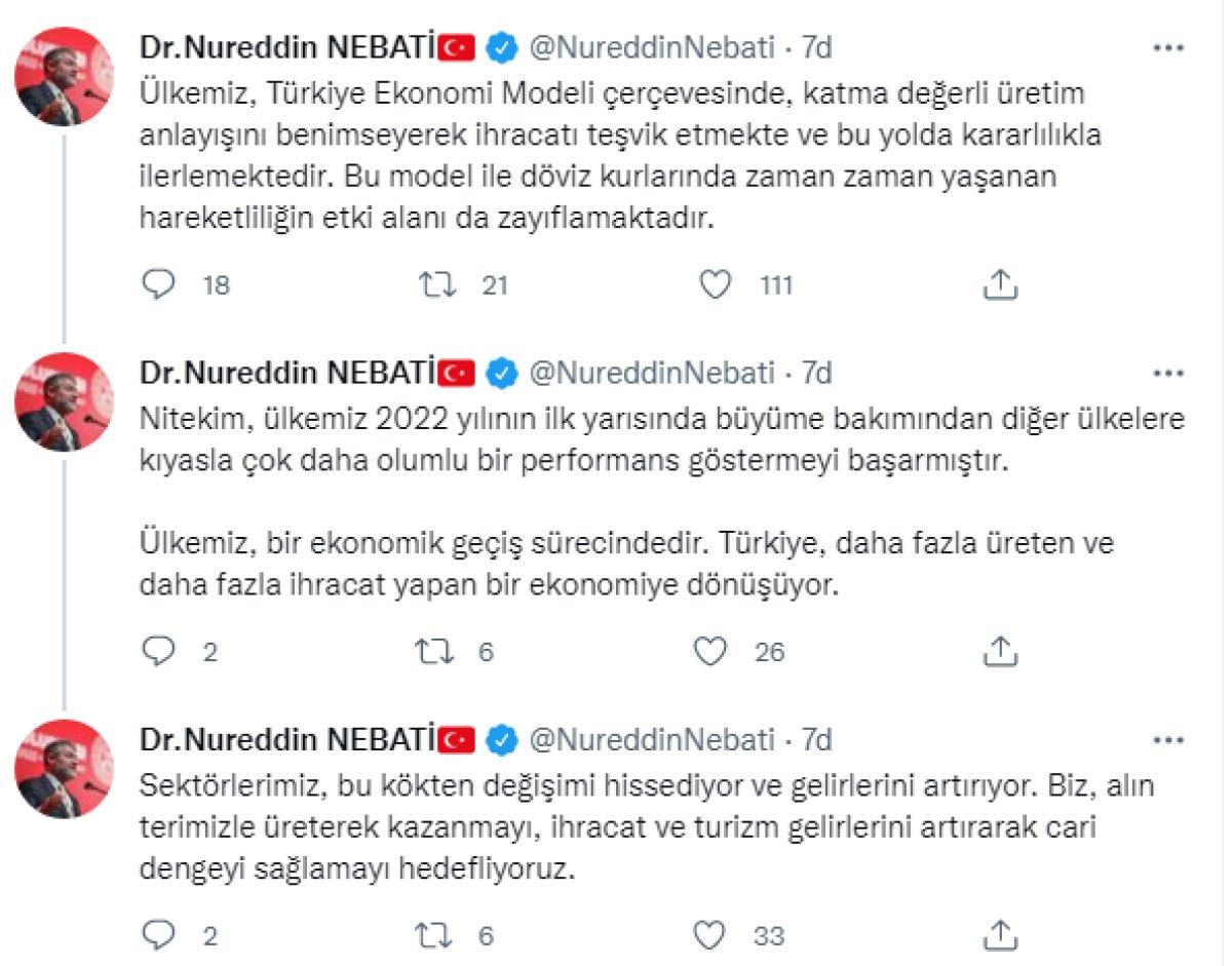 Nureddin Nebati, Türkiye ekonomisini değerlendirdi