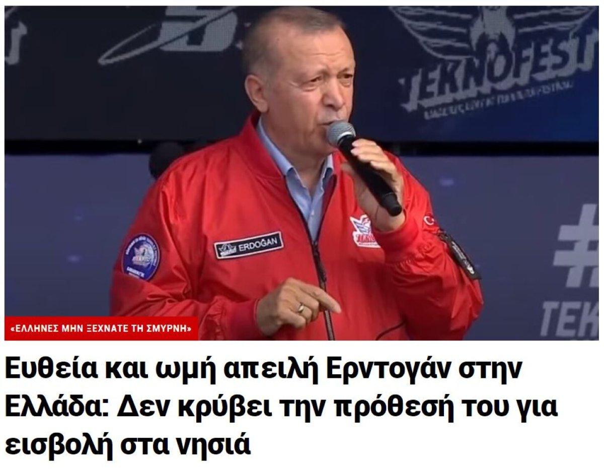 Cumhurbaşkanı Erdoğan'ın İzmir hatırlatması Yunan basınında