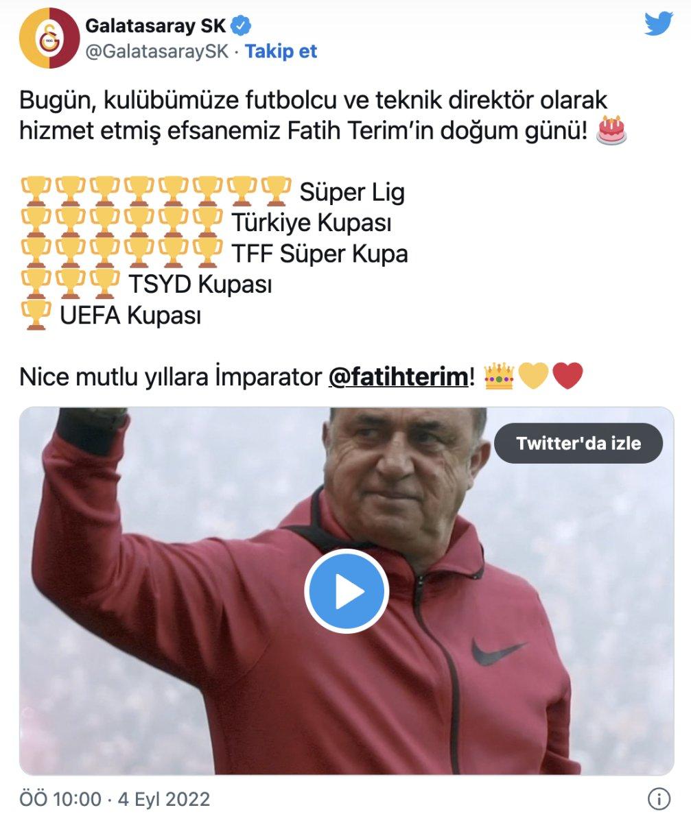 Galatasaray'dan Fatih Terim'e doğum günü mesajı