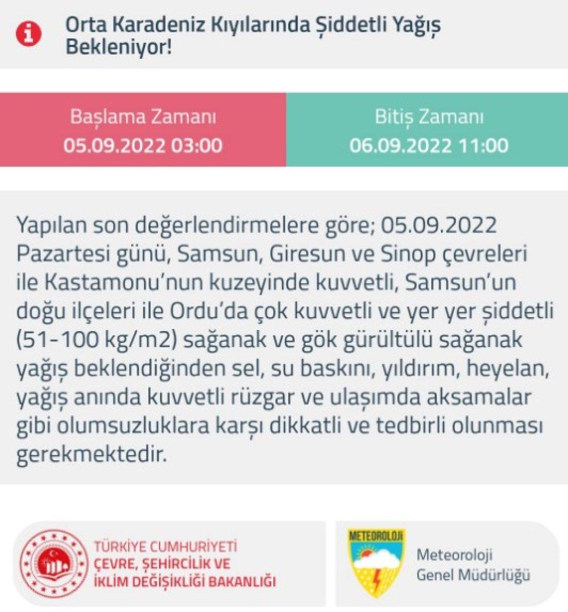 Meteoroloji'den Orta Karadeniz'e gök gürültülü sağanak uyarısı