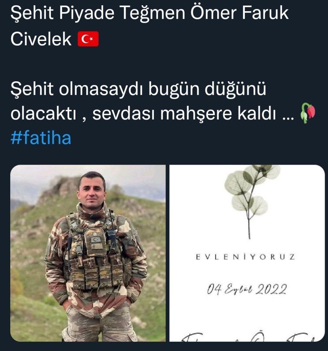 Şehit Ömer Faruk Civelek'in nişanlısından yürek dağlayan paylaşım