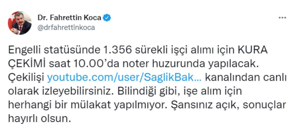 Engelli statüsündeki işçi alımı bugün saat 10.00'da yapılacak
