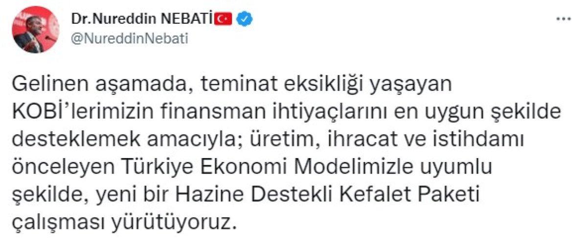Nureddin Nebati'den KOBİ'lere 'Hazine Destekli Kefalet Paketi' müjdesi