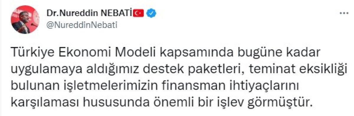 Nureddin Nebati'den KOBİ'lere 'Hazine Destekli Kefalet Paketi' müjdesi
