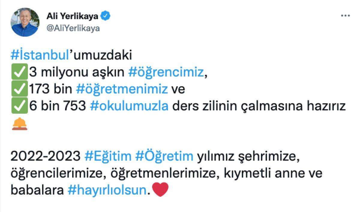 Ali Yerlikaya: Ders zilinin çalmasına hazırız