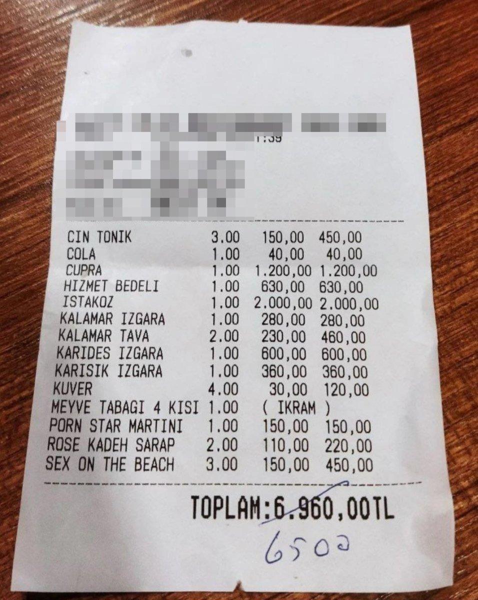 Bodrum'da bir işletmenin 6 bin 500 liralık adisyonu gündem oldu