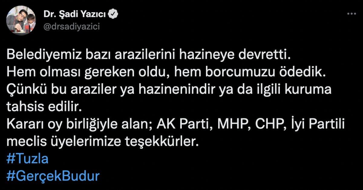 Tuzla Belediyesi bazı arazileri Hazine'ye devretti