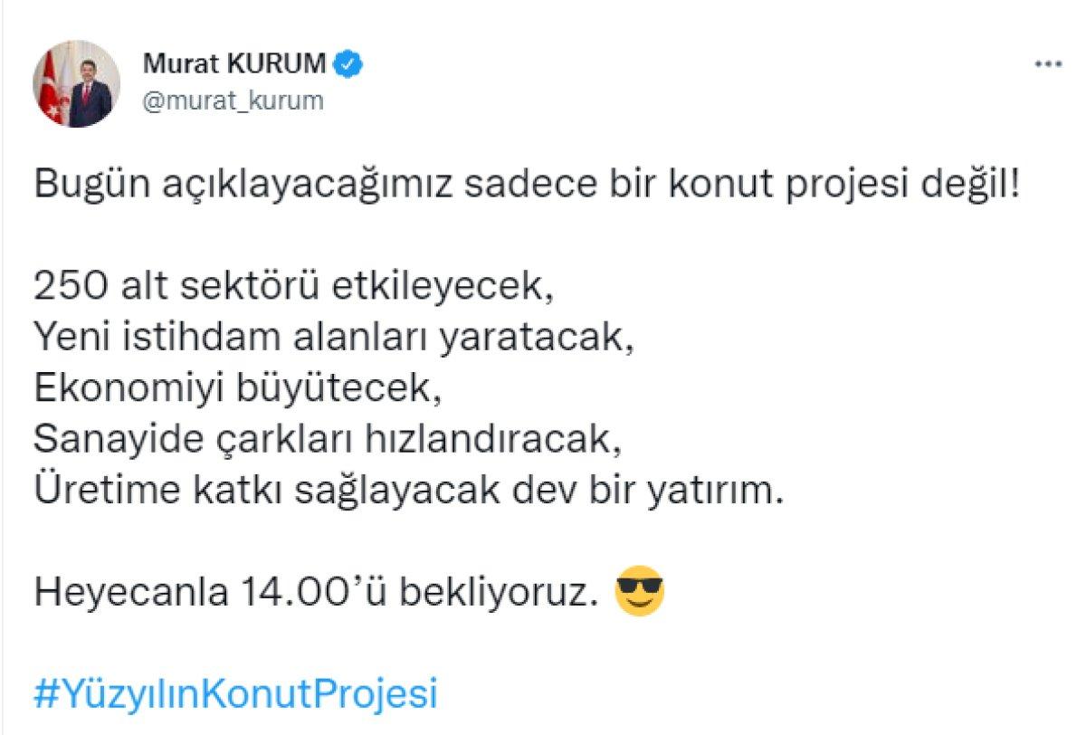 Murat Kurum: Üretime katkı sağlayacak dev bir yatırım
