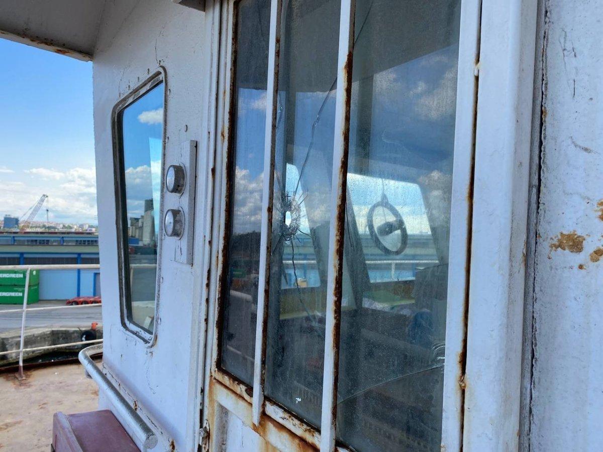 Yunan unsurlarının ateş açtığı ’Anatolian’ gemisinde saldırının izleri gözler önüne serildi