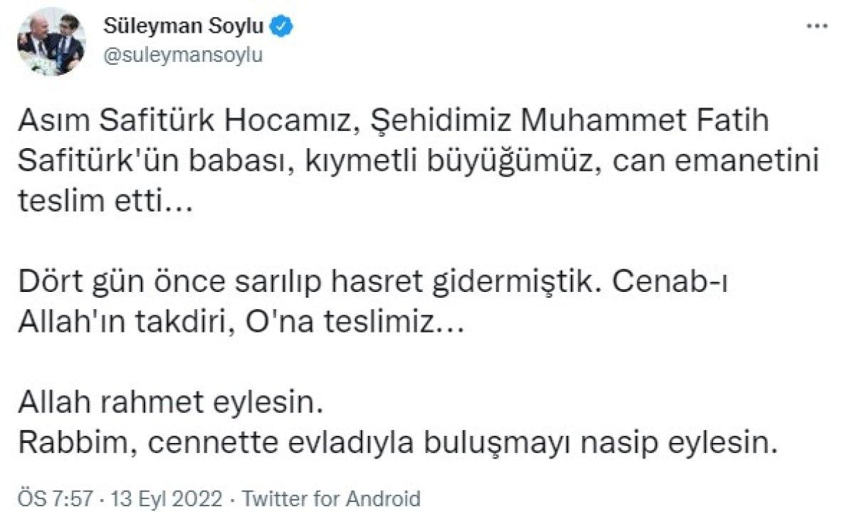Şehit Kaymakam Safitürk'ün babası Asım Safitürk vefat etti