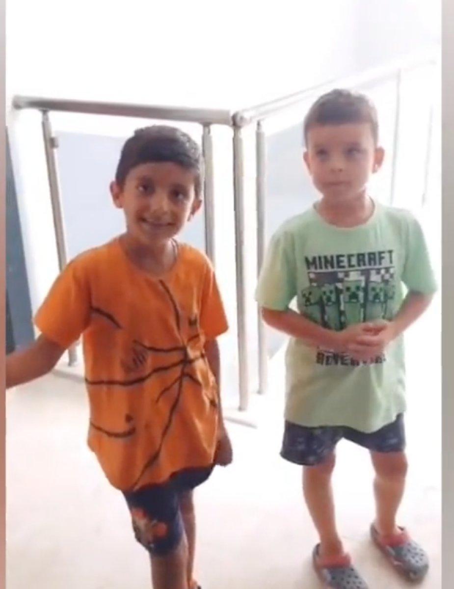 Zile basıp kaçan iki çocuğun ev sahibine yakalandığı anlar