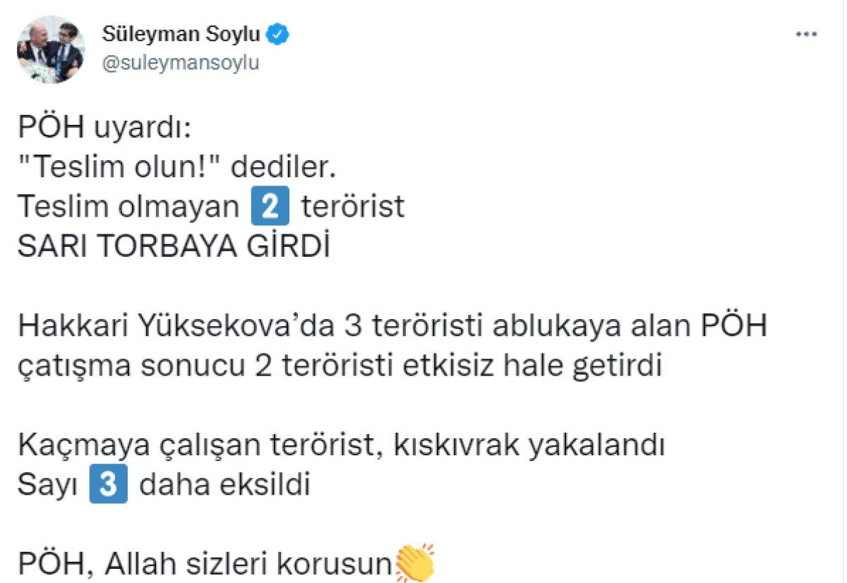 Bakan Soylu: PÖH 2 teröristi etkisiz hale getirdi