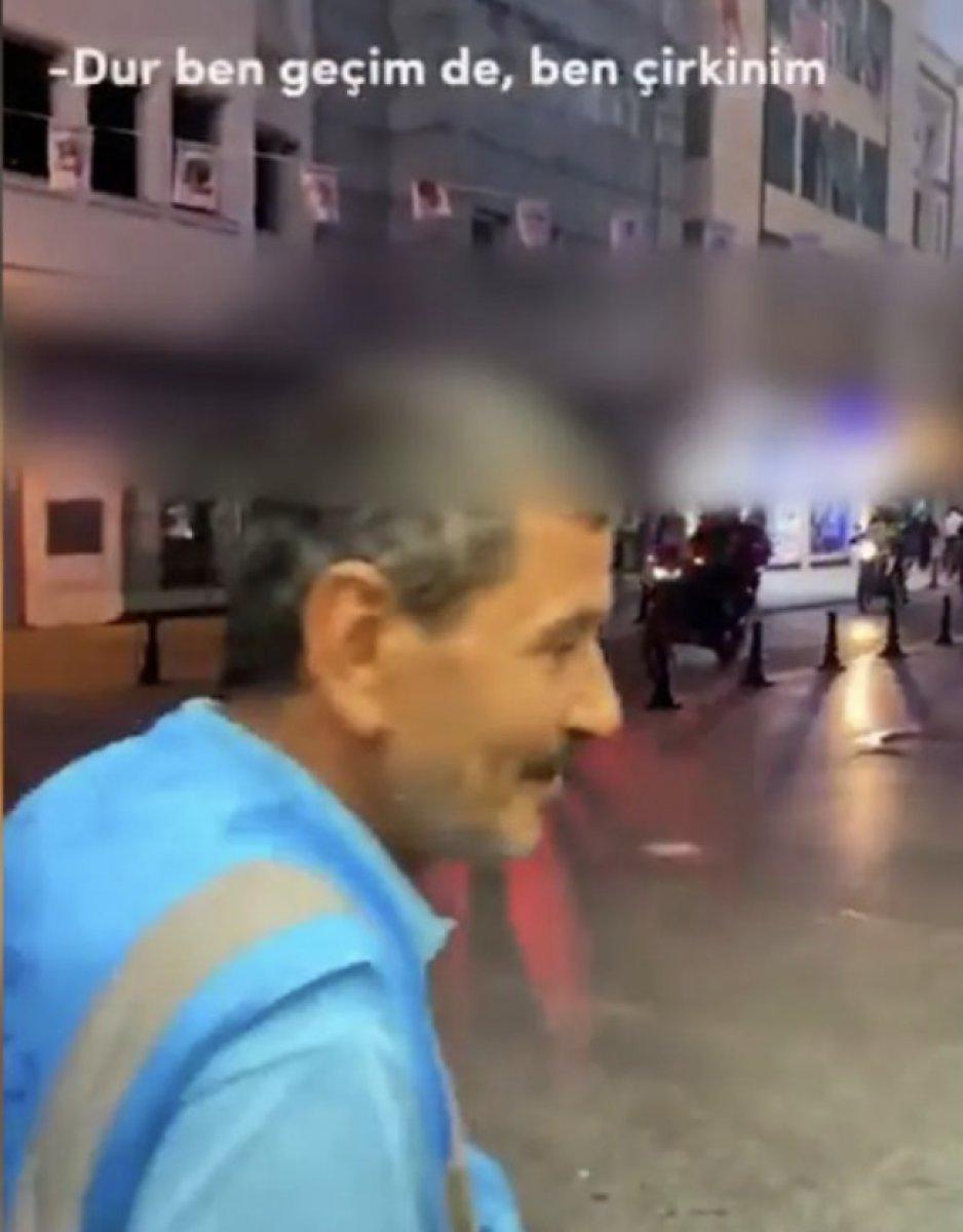 Kameranın kadrajına giren işçinin sözleri duygulandırdı