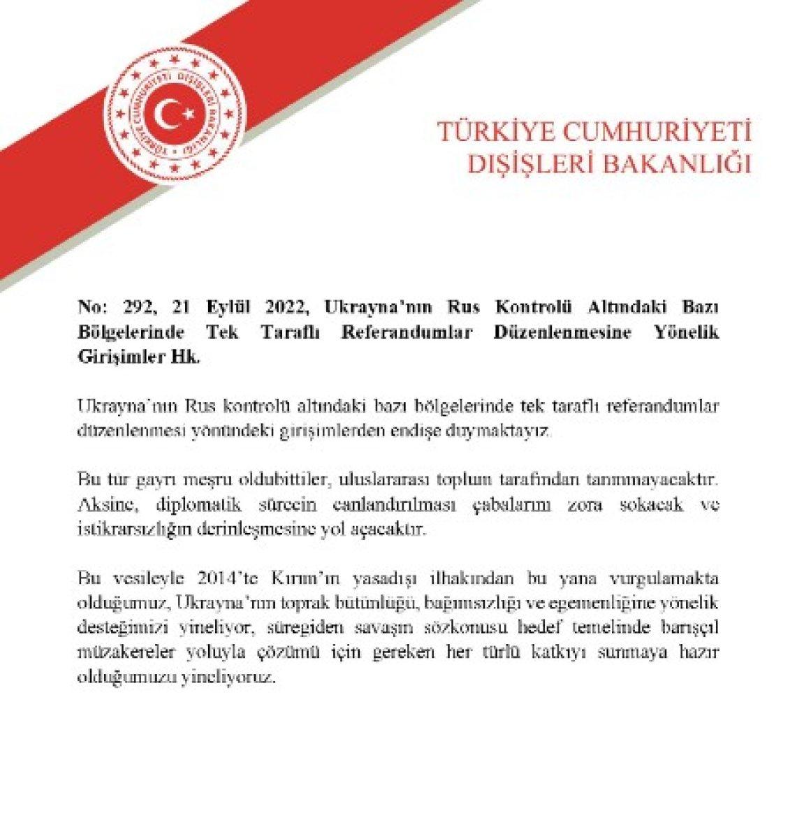 Dışişleri'nden Ukrayna'da tek taraflı referandum girişimiyle ilgili açıklama