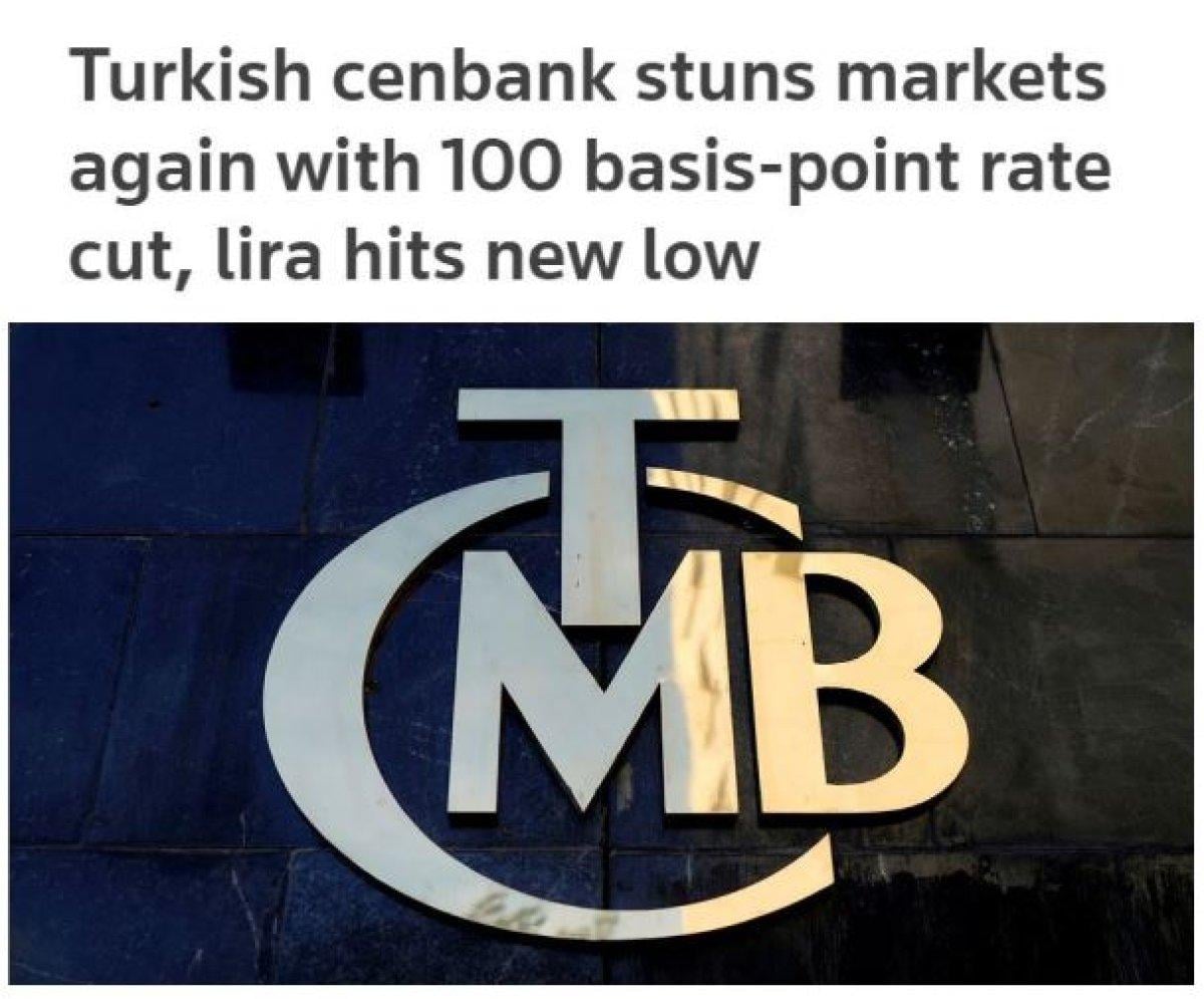 Merkez Bankası'nın faizi yüzde 12'ye indirmesi dünya basınında