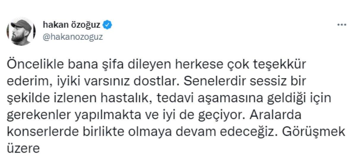 Kansere yakalanan Hakan Özoğuz'dan açıklama geldi