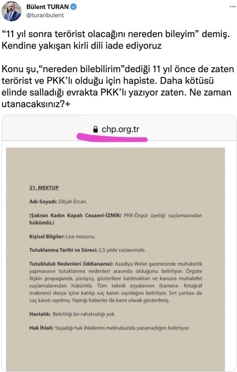 Bülent Turan: CHP için gazeteciliğin ön şartı terör bağlantısı mı?