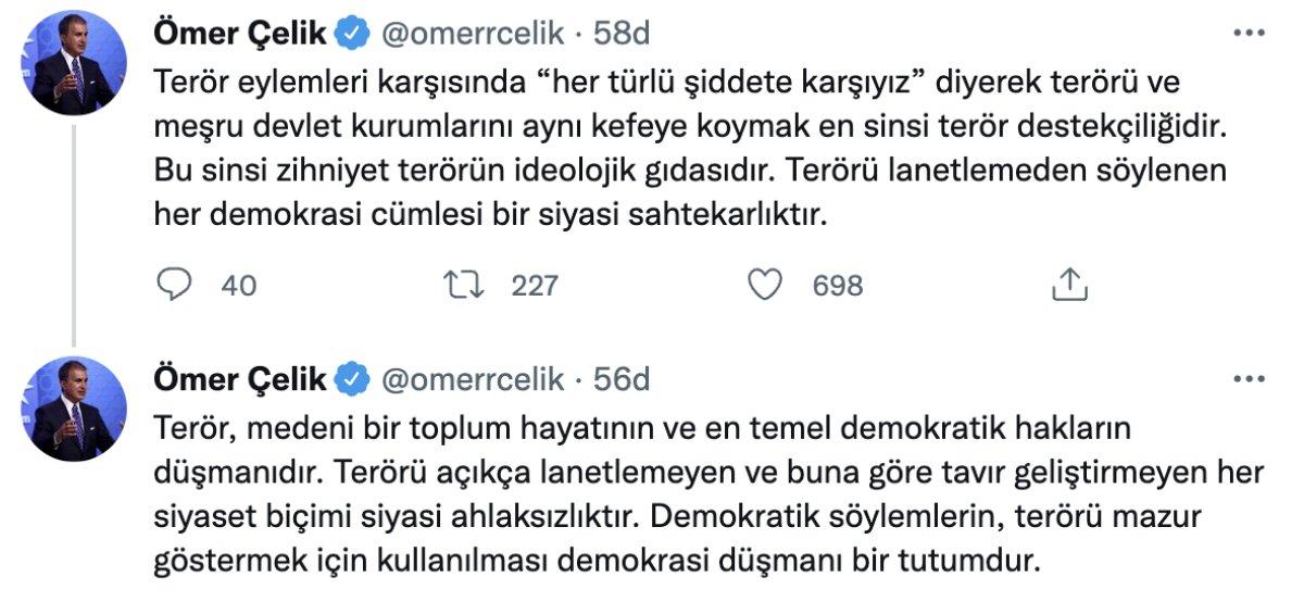 Ömer Çelik: Terörü lanetlemeyen her siyaset biçimi siyasi ahlaksızlıktır