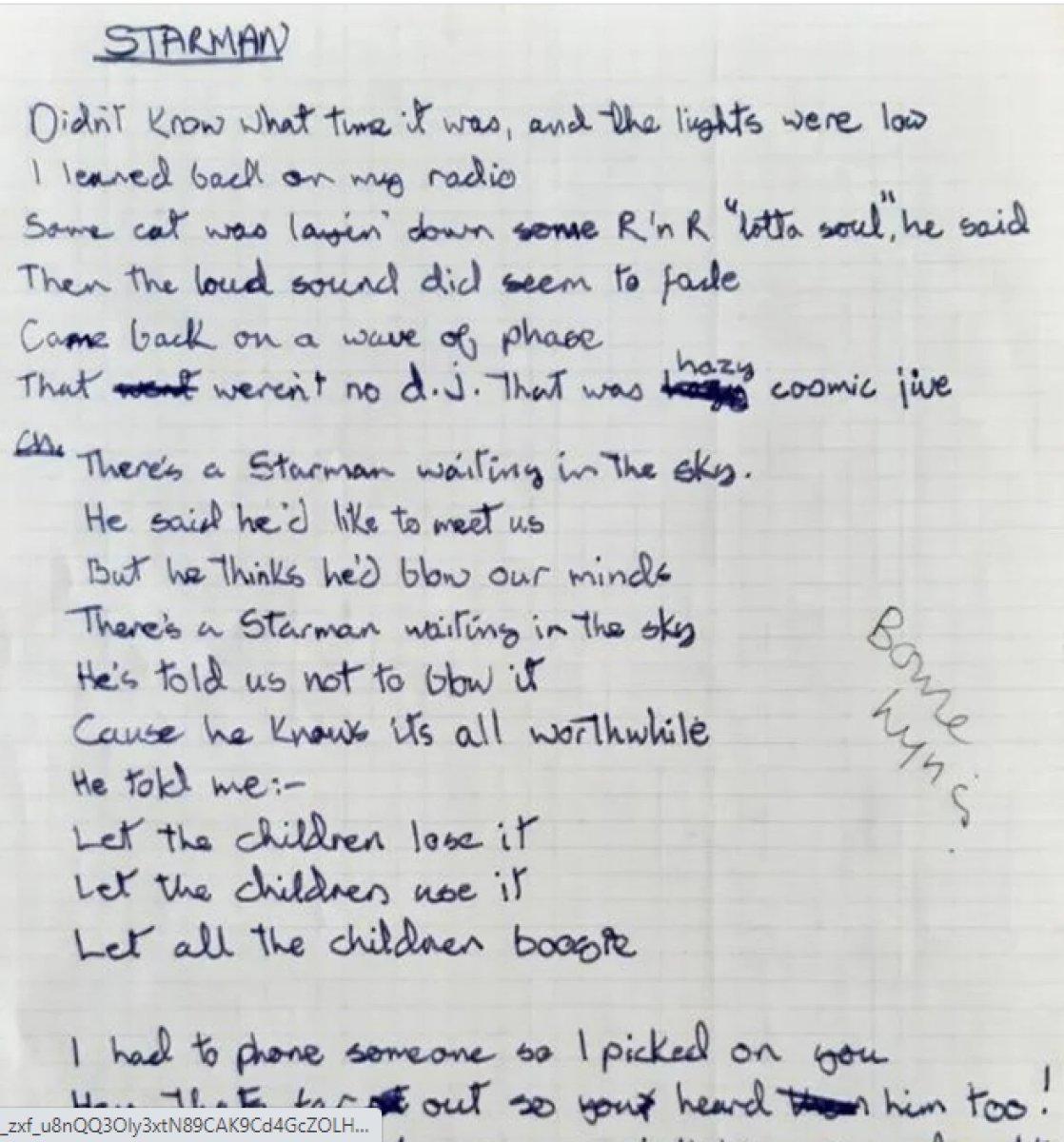 Ünlü rock yıldızı David Bowie'nin el yazısı rekor fiyata satıldı