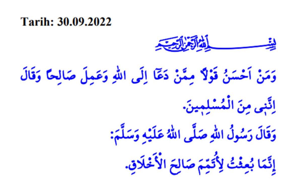 30 Eylül 2022 Cuma hutbesi: 