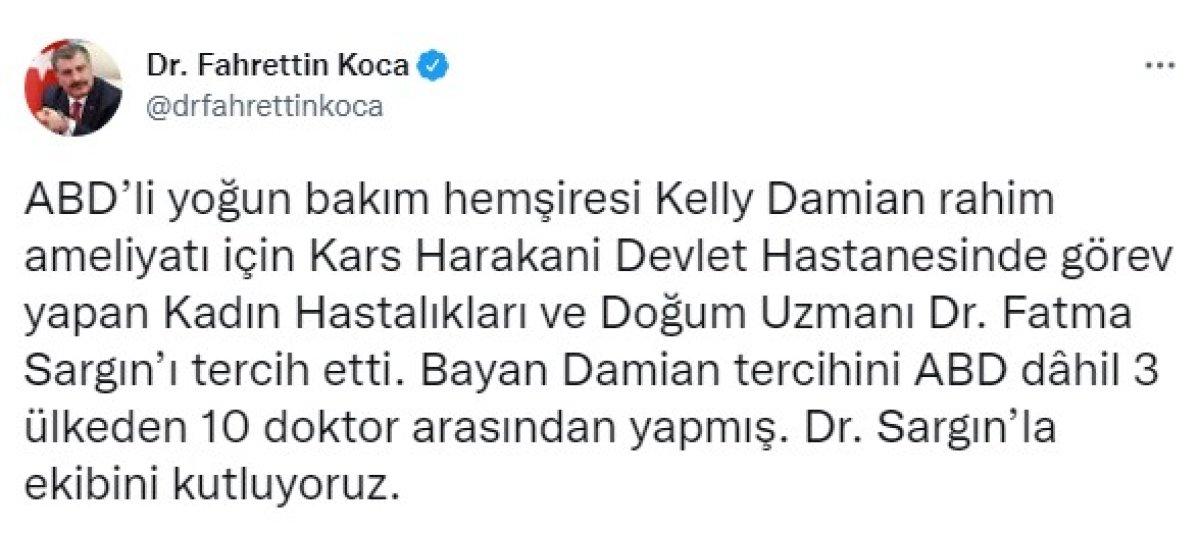 ABD’li hemşire, rahim ameliyatı için Kars Harakani Devlet Hastanesi'ni seçti