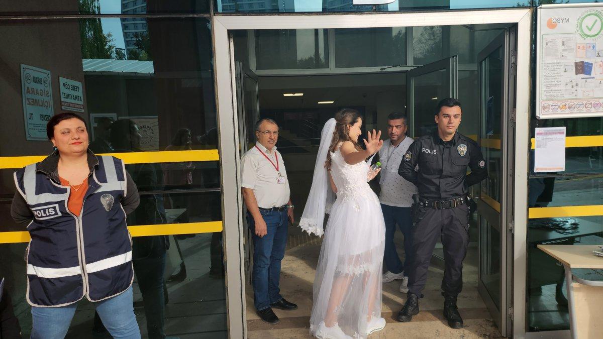Karabük’te gelinlikle nikah masasından önce sınav sırasına oturdu
