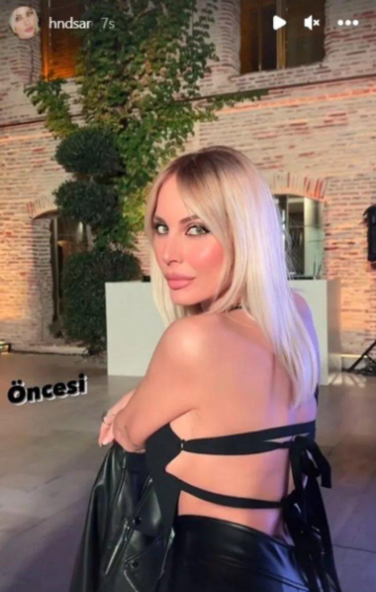 Hande Sarıoğlu deri pantolonuyla poz verdi