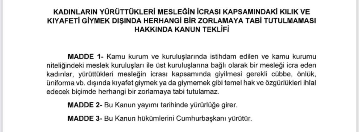 CHP başörtüsü teklifini Meclis'e sundu