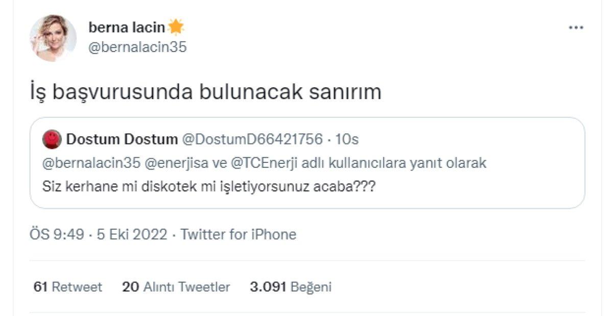 Berna Laçin'in elektrik faturası isyanı