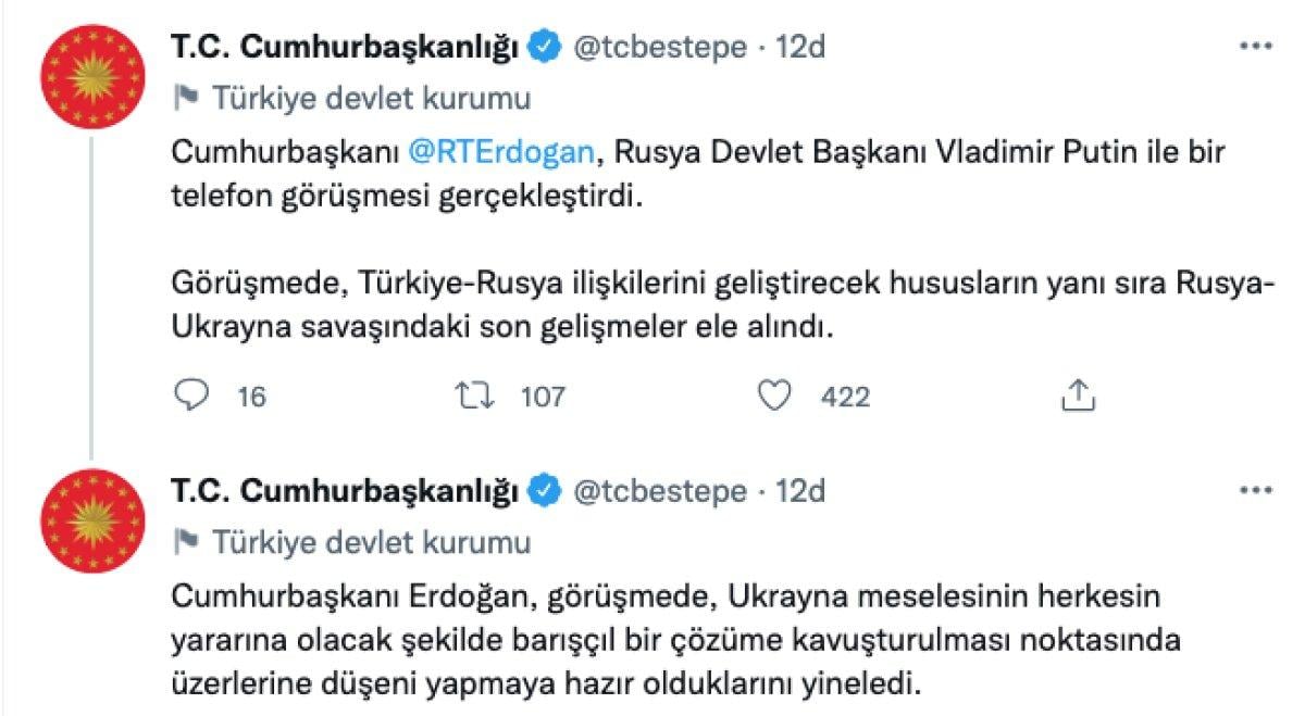 Cumhurbaşkanı Erdoğan ile Putin görüştü