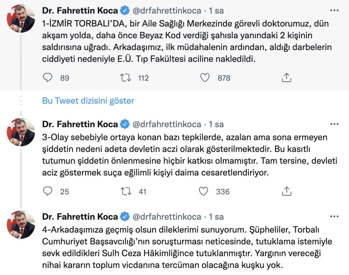 Fahrettin Koca'dan İzmir'de bir aile hekiminin darbedilmesine tepki