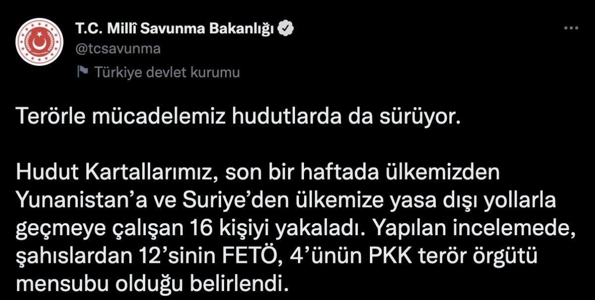 MSB: Hudutlarda da teröristlere geçit verilmiyor