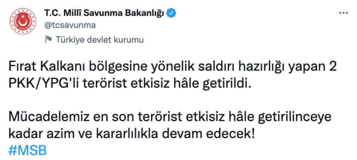 Fırat Kalkanı bölgesinde 2 terörist leş edildi