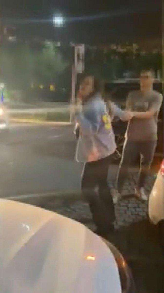 Kağıthane’de, polisin alkollü kadın sürücü ile imtihanı kamerada