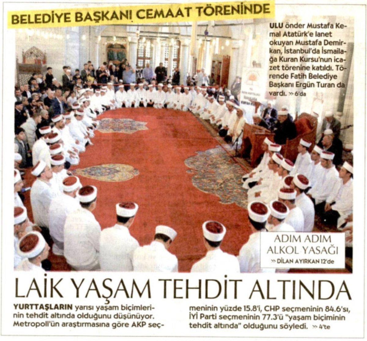 Cumhuriyet gazetesi hafızların icazet töreninden rahatsız