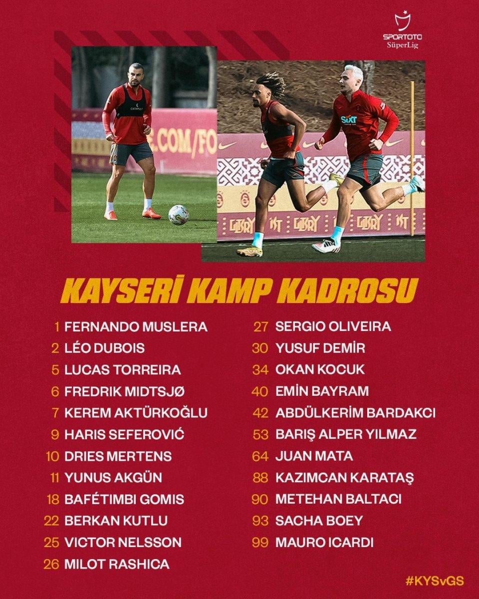 Galatasaray'ın Kayserispor maç kadrosu açıklandı