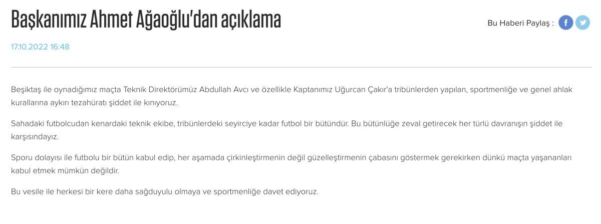 Ahmet Ağaoğlu'ndan Beşiktaş maçı tepkisi