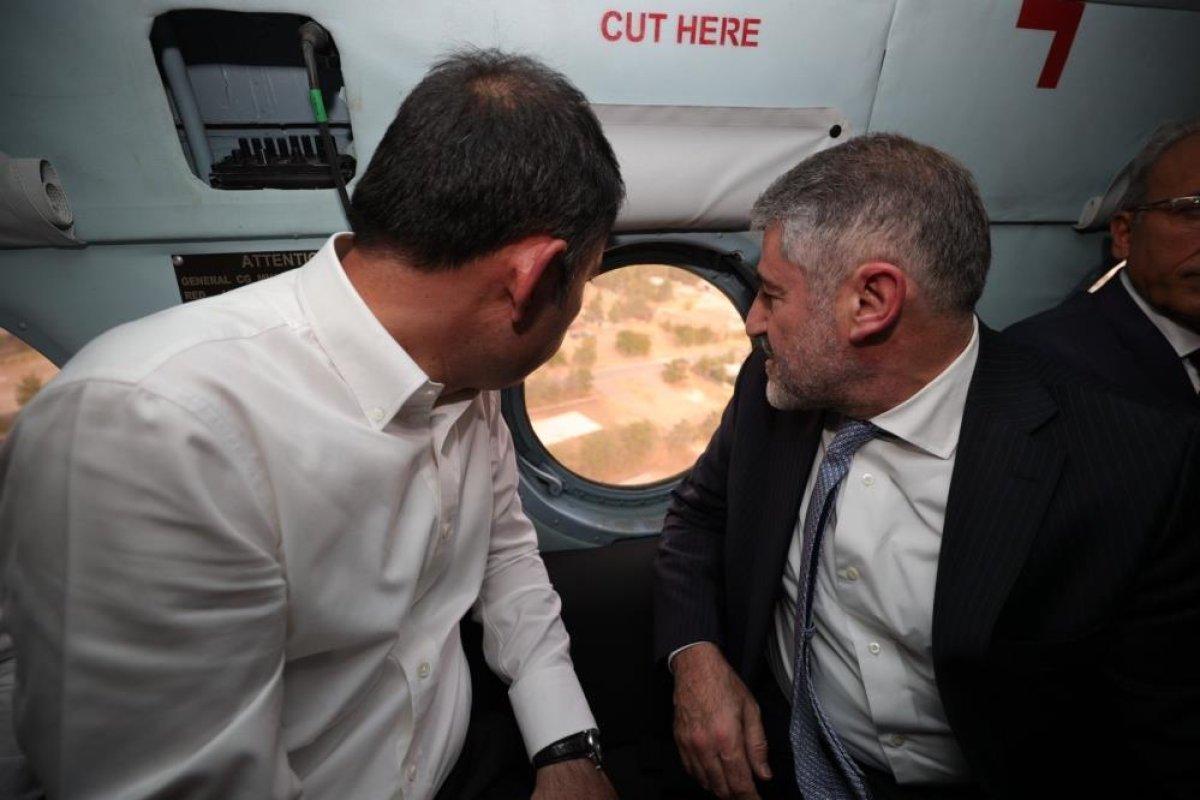 Murat Kurum ve Nureddin Nebati, kentsel dönüşüm alanını havadan inceledi